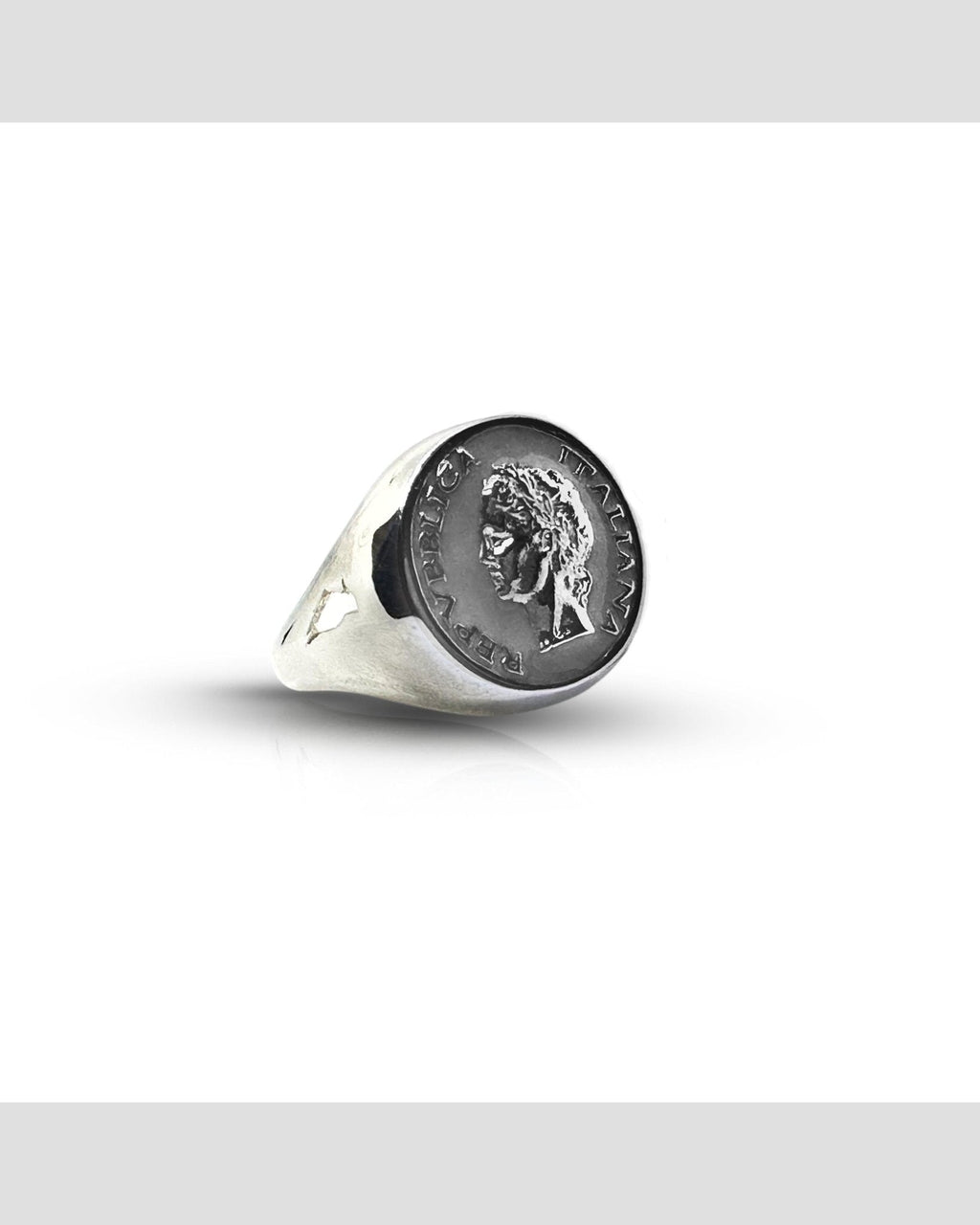 Anello Chevalier Argento Smalto Dolce Vita Anni 50 Vintage