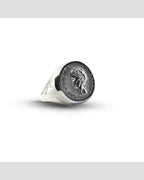 Anello Chevalier Argento Smalto Dolce Vita Anni 50 Vintage