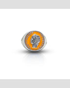 Anello Chevalier Argento Smalto Dolce Vita Anni 50 Vintage