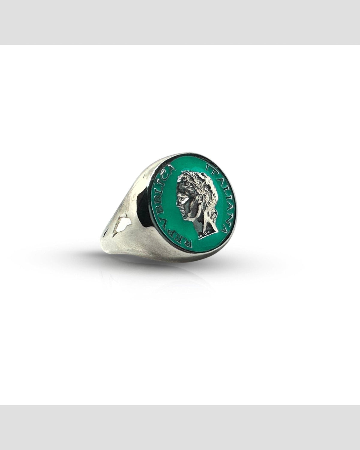Anello Chevalier Argento Smalto Dolce Vita Anni 50 Vintage