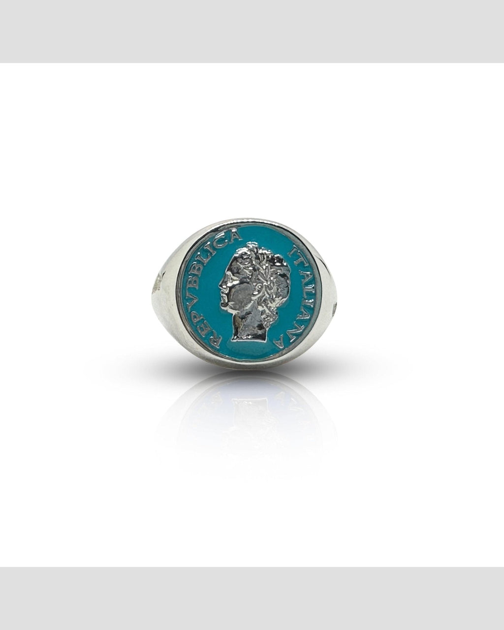 Anello Chevalier Argento Smalto Dolce Vita Anni 50 Vintage