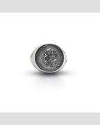 Anello Chevalier Argento Smalto Dolce Vita Anni 50 Vintage