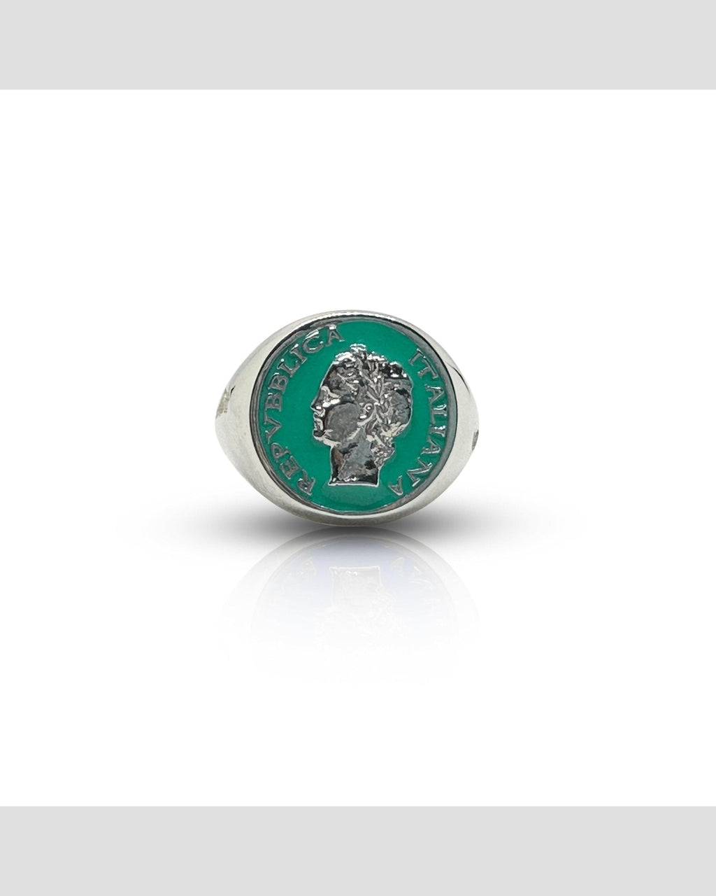 Anello Chevalier Argento Smalto Dolce Vita Anni 50 Vintage