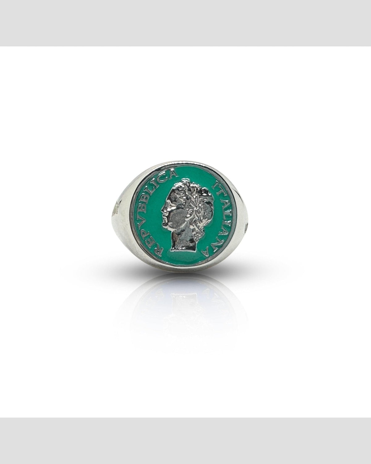 Anello Chevalier Argento Smalto Dolce Vita Anni 50 Vintage