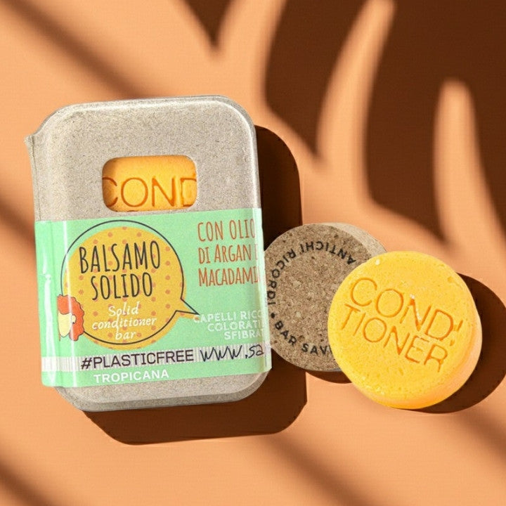 BALSAMO SOLIDO CAPELLI RICCI, COLORATI O SFIBRATI  AL TROPICANA CON BAR SAVER IN SUGHERO