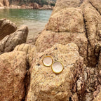 Camelia | Handcrafted white ceramic stud earrings with gold luster