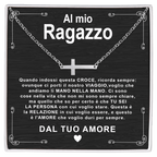 Collana Croce orizzontale - Al mio Ragazzo, dal tuo Amore.