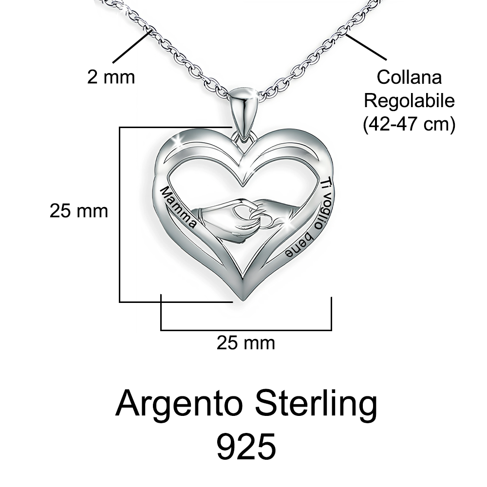 Collana da Donna in Argento Sterling 925 - Mamma, Ti voglio bene