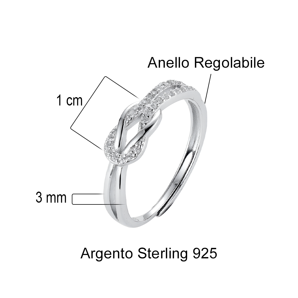 Anello Nodo da Donna in Argento Sterling 925 - A mia Figlia