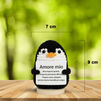 Peluche Crochet Con base in legno - Pinguino Amore mio