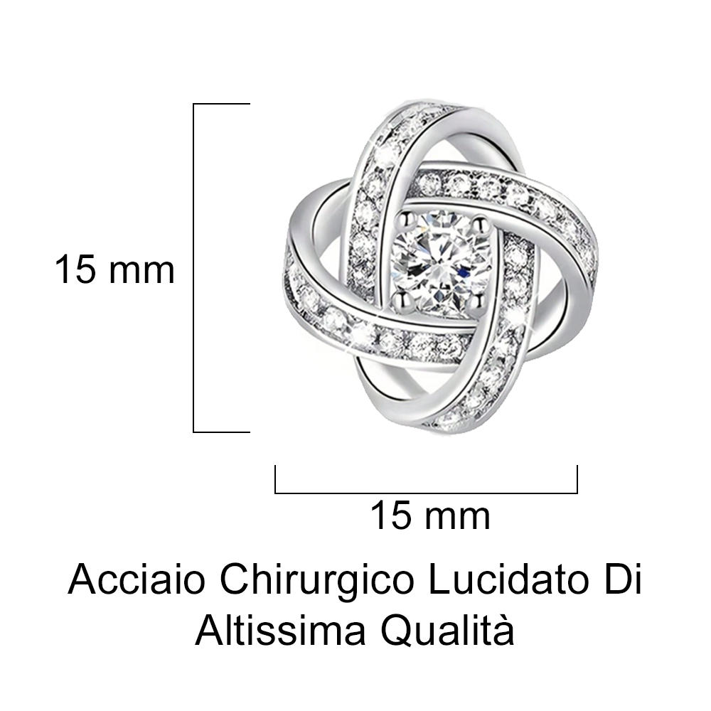 Orecchini Nodo con Pietra Donna in Acciaio chirurgico con Finitura in Oro Bianco 18k
