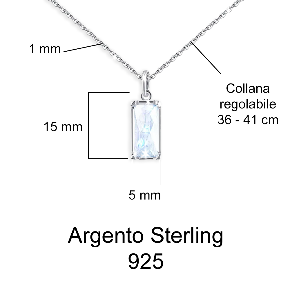 Collana Pietra di Luna Rettangolare in Argento Sterling 925 - Alla mia Mamma