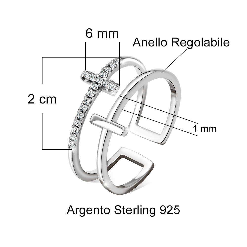 Anello da Donna in Argento Sterling 925 Per mia Mamma - Croce