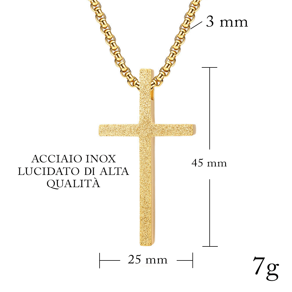 Collana Croce Oro - Amuleto della Felicità.