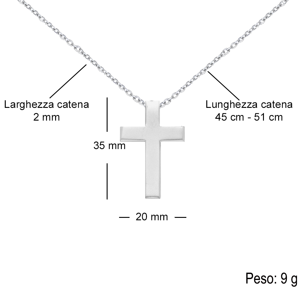 Collana Croce Uomo - Argento Sterling 295 - Messaggio di FEDE