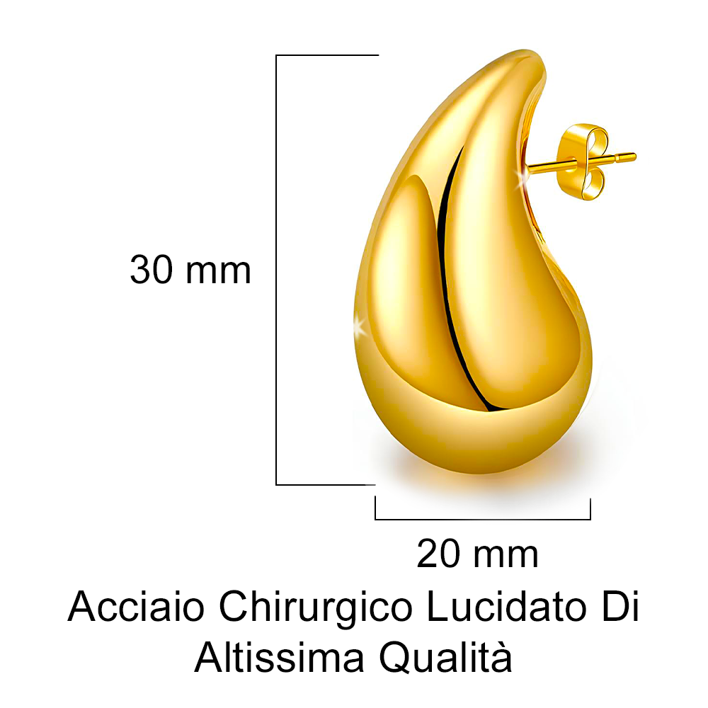 Orecchini a Goccia Donna in Acciaio chirurgico con Finitura in Oro 18k