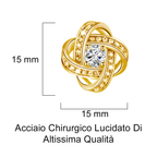 Orecchini Nodo con Pietra Donna in Acciaio chirurgico con Finitura in Oro 18k