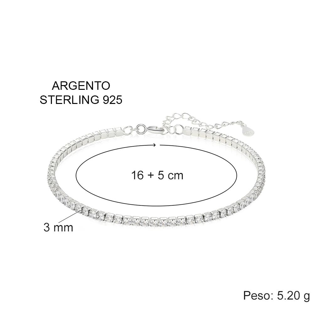 Bracciale Tennis in Argento Sterling 925 Compleanno - 60 anni.
