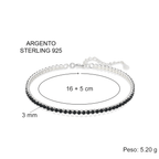 Bracciale Tennis Nero in Argento Sterling 925 Compleanno - 18 anni