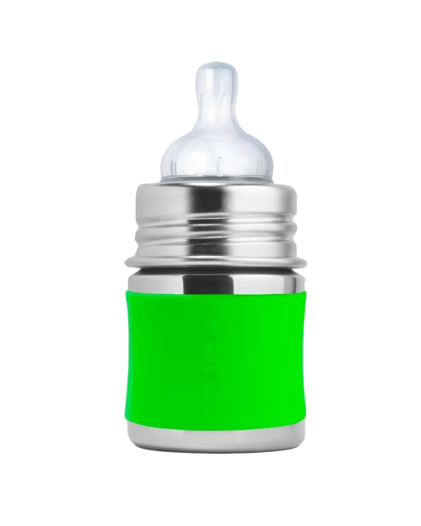 Biberon in Acciaio con Tettarella a Flusso Lento in silicone - Pura
