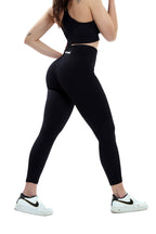 Leggings a costine nero modello CIRCE a vita alta