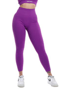 Leggings a costine viola modello CIRCE a vita alta
