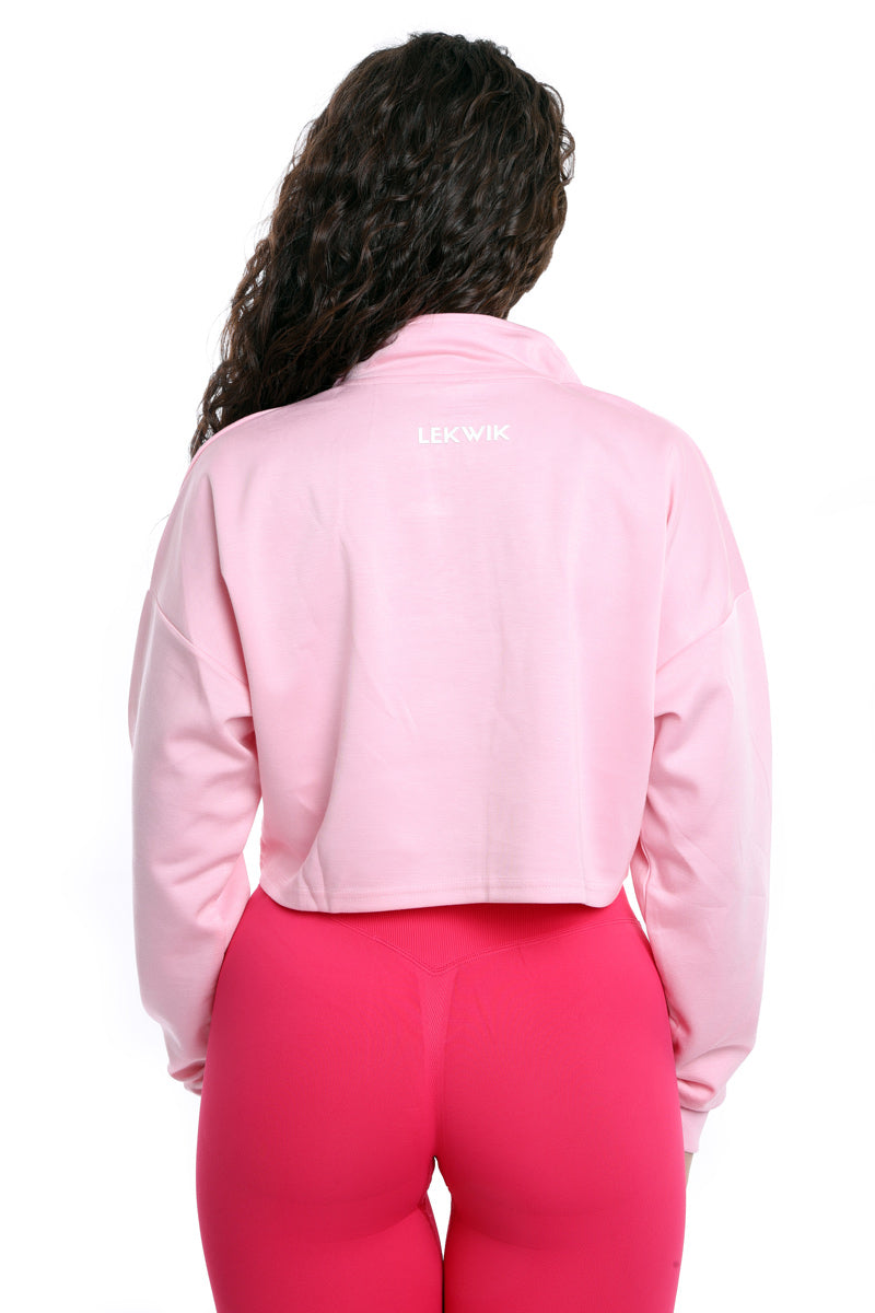 Felpa a vita corta rosa modello IRIS