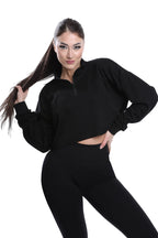 Felpa a vita corta nera modello IRIS