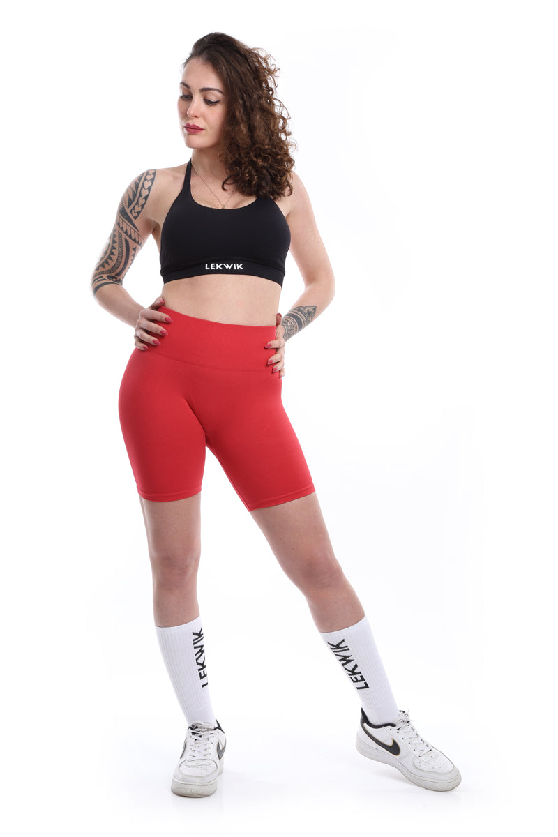 Shorts carminio modello EVA a vita alta senza cuciture