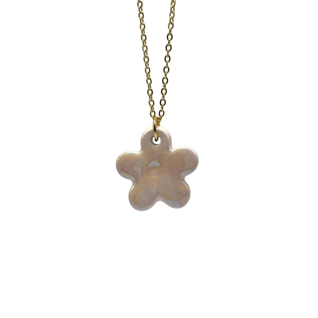 Lillium | Handcrafted pearl-pink floral ceramic necklace