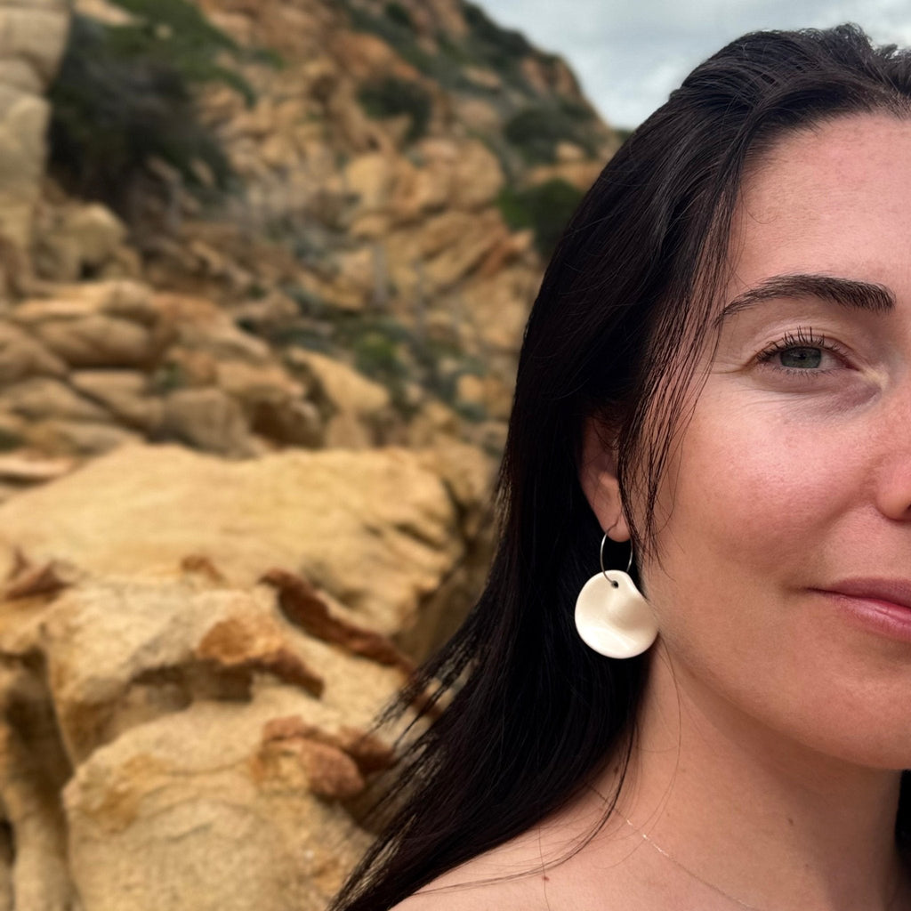 Lulip | Handcrafted white ceramic dangle earrings