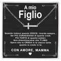 Collana Croce orizzontale - A Mio Figlio, con Amore Mamma.
