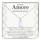 Collana Pietra di Luna Rettangolare in Argento Sterling 925 - Al mio Amore