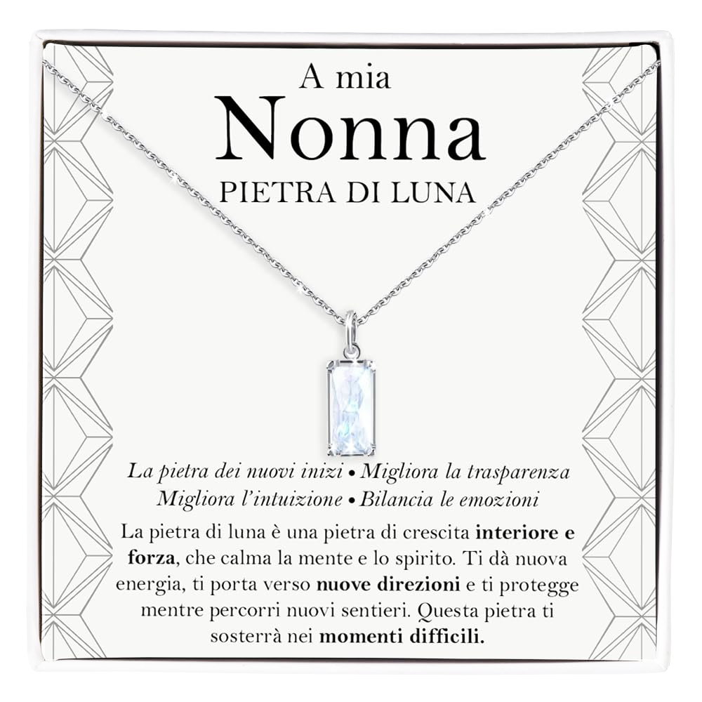 Collana Pietra di Luna Rettangolare in Argento Sterling 925 - A mia Nonna