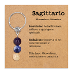 Portachiavi Con Cristalli Naturali Curativi - Segni Zodiacali - Sagittario