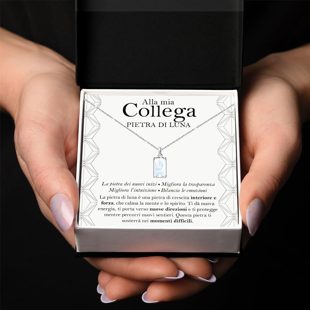 Collana Pietra di Luna Rettangolare in Argento Sterling 925 - Alla mia collega
