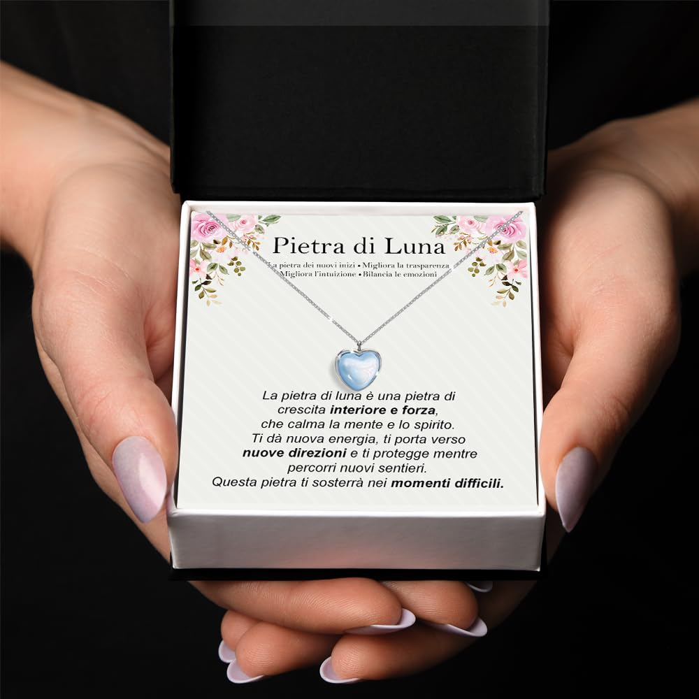 Collana Pietra di Luna in Argento Sterling 925 - Fiori e Pietra di luna