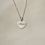 Collana da Donna a Cuore con Incisione 'Amati' in Acciaio Inox Lucidato -  Ricorda di Amarti Sempre