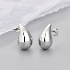 Orecchini a Goccia Donna in Acciaio chirurgico con Finitura in Oro Bianco 18k