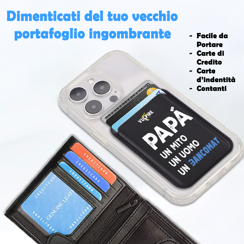 Portafoglio Portacarte Uomo in Ecopelle sintetica Alta Qualità RFID Blocking con Magnete - Festa del Papà