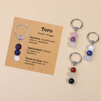 Portachiavi Con Cristalli Naturali Curativi - Segni Zodiacali - Toro