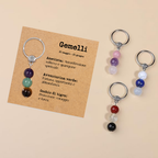 Portachiavi Con Cristalli Naturali Curativi - Segni Zodiacali - Gemelli