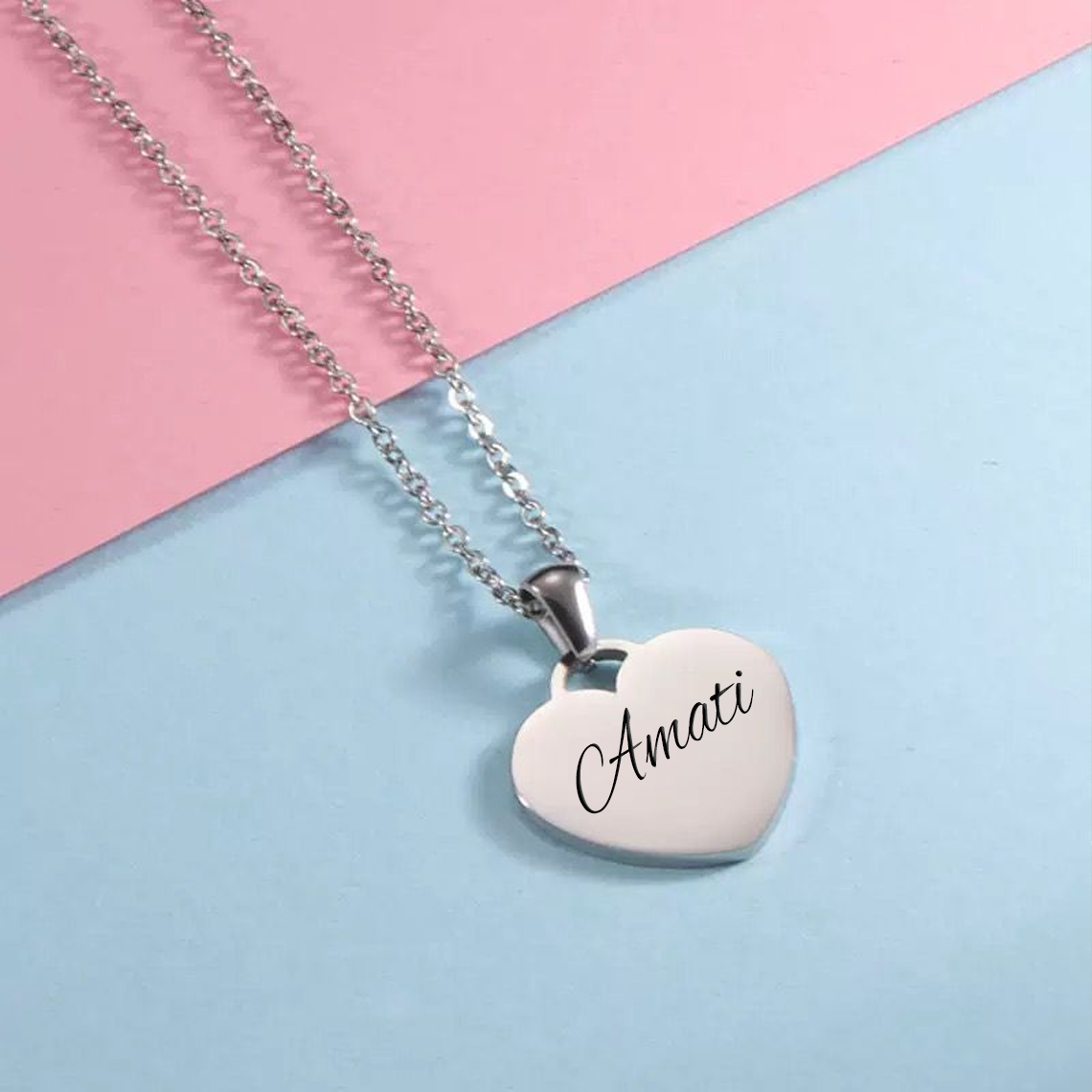 Collana da Donna con Incisione Amati in Acciaio Inox Lucidato