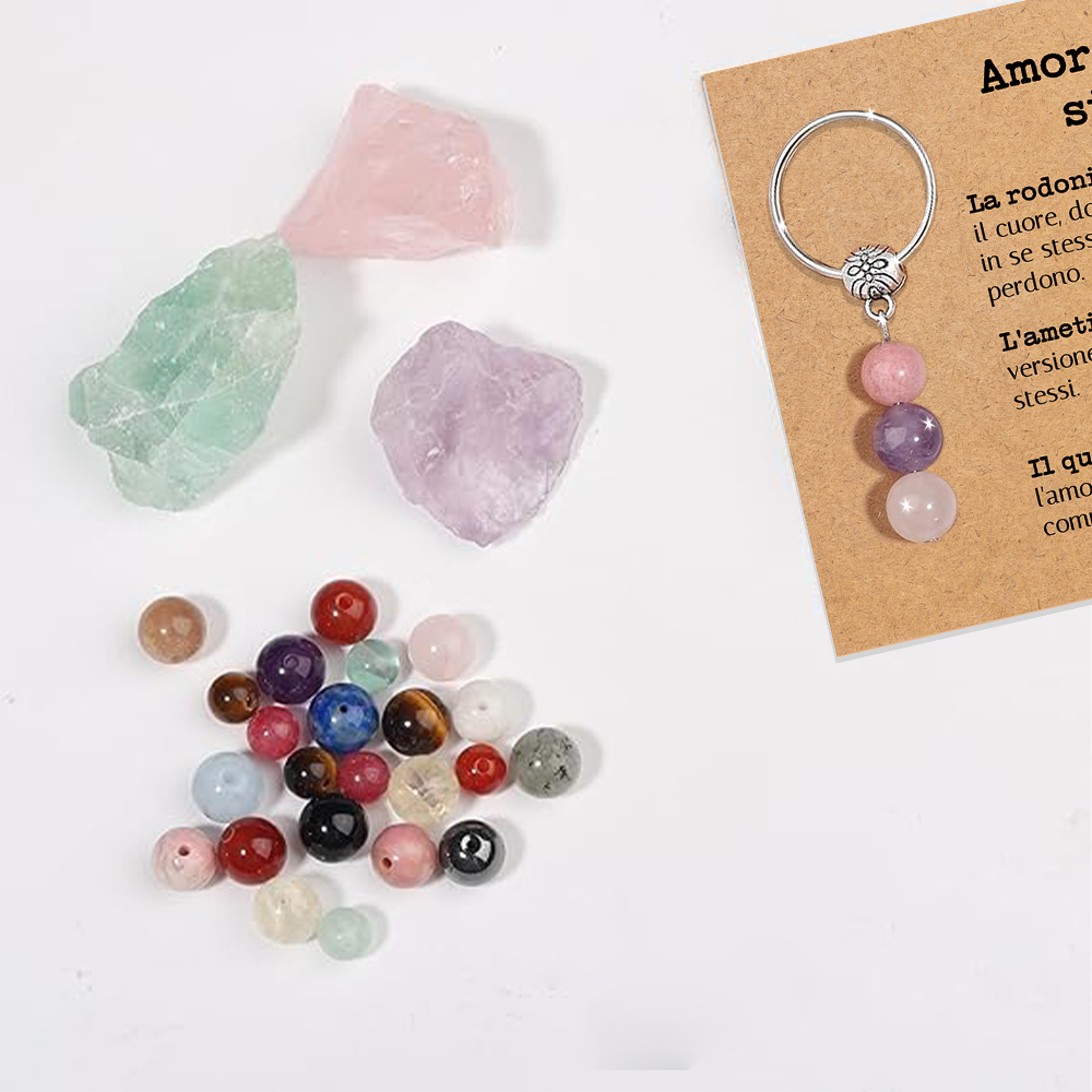 Portachiavi Con Cristalli Naturali Curativi - Amore per Se stessi