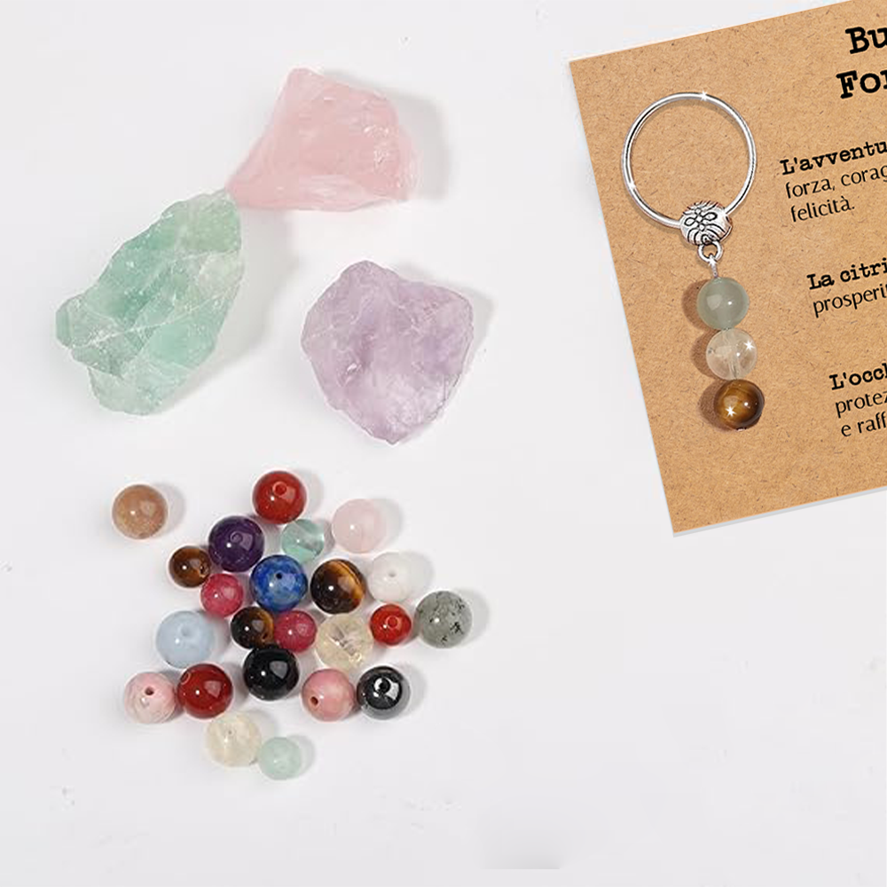 Portachiavi Con Cristalli Naturali Curativi - Buona Fortuna