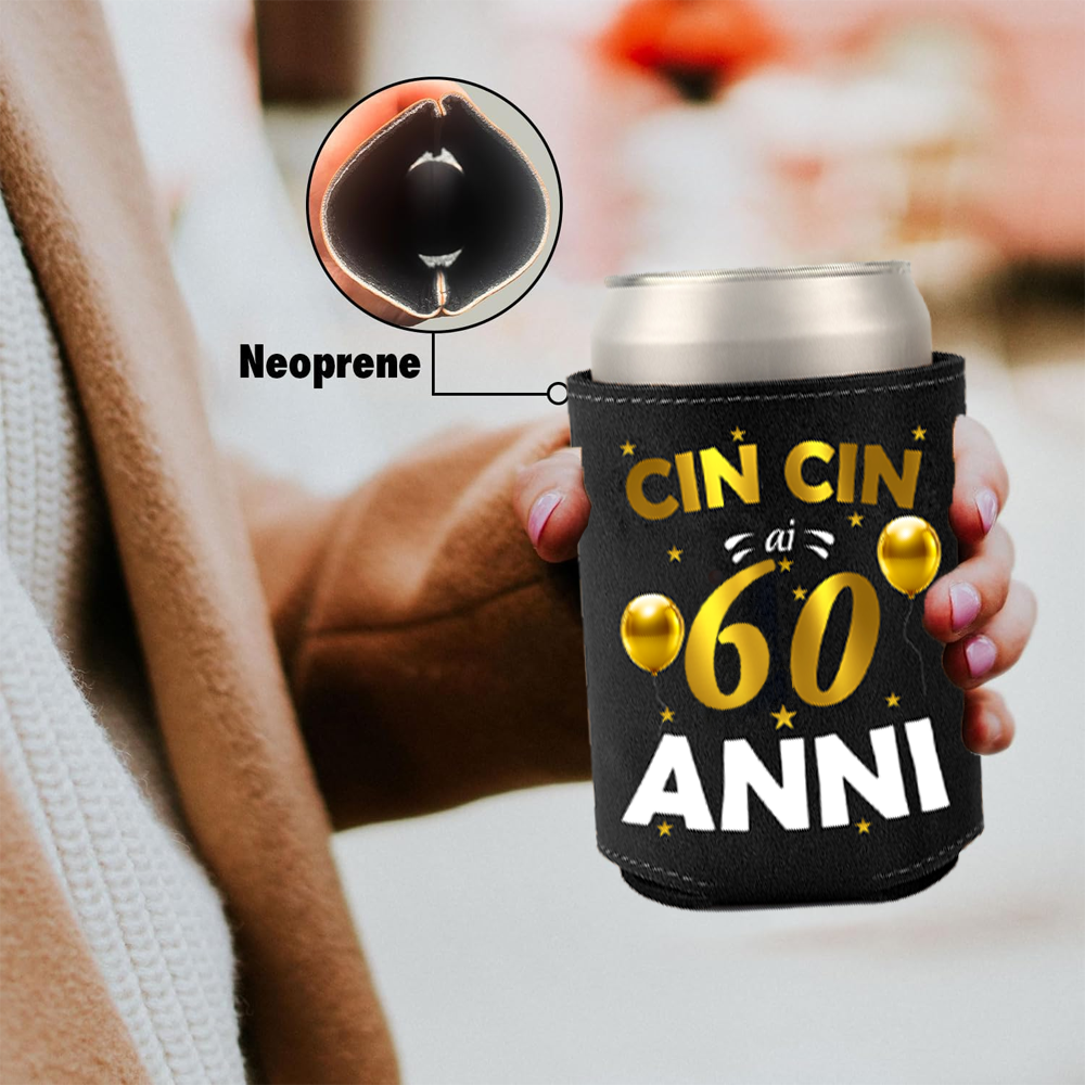 Raffredda Lattina Ecopelle Sintetica Nera  Confezione da 10 - Buon 60 Compleanno