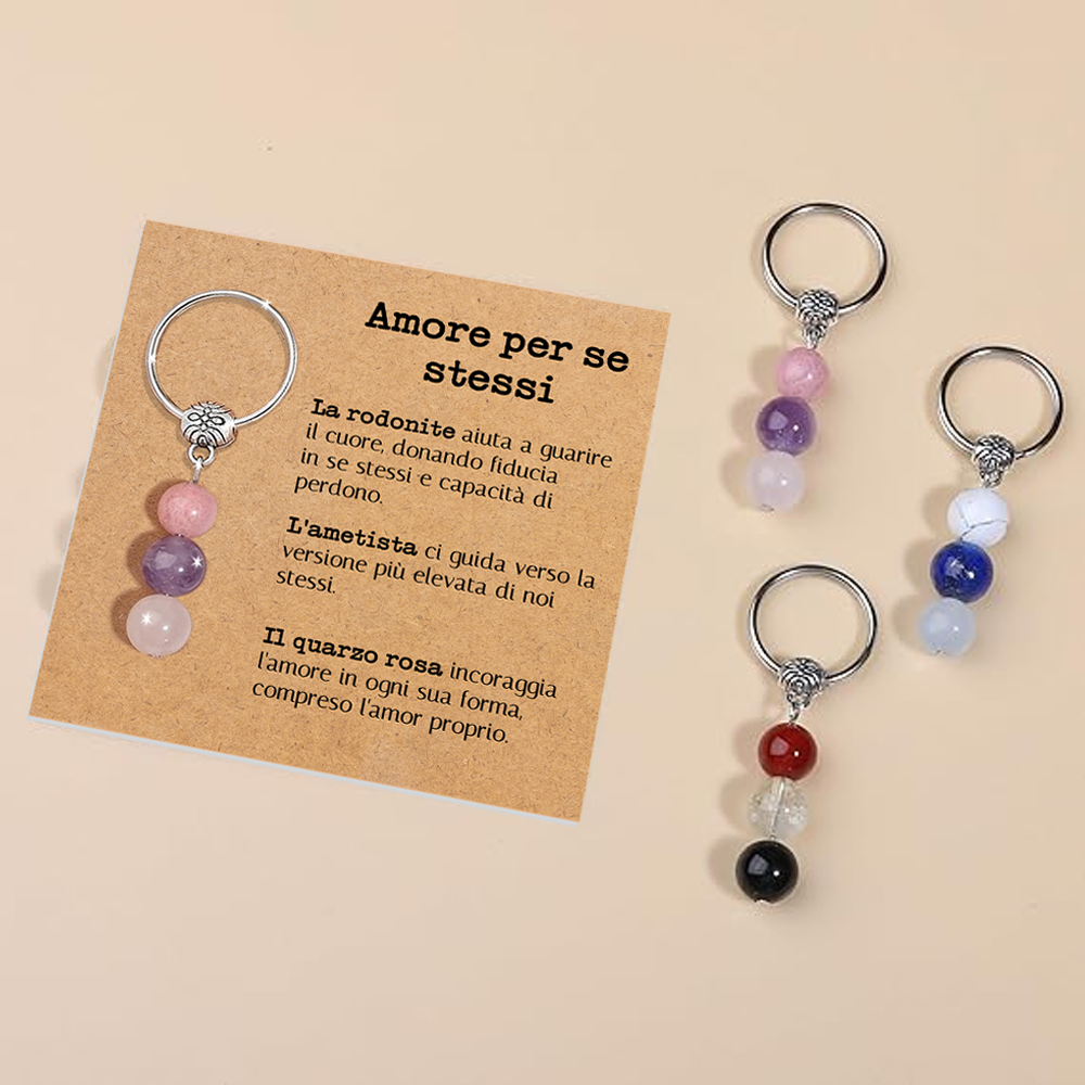 Portachiavi Con Cristalli Naturali Curativi - Amore per Se stessi