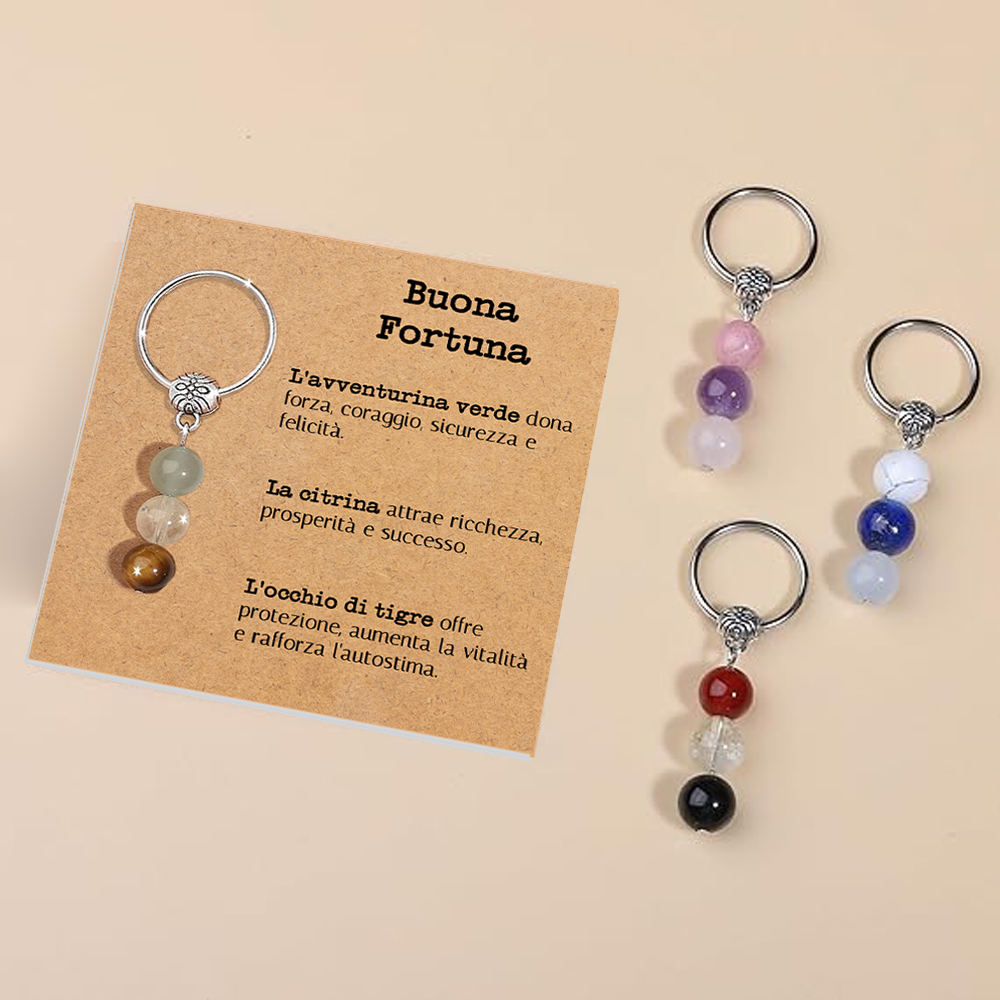 Portachiavi Con Cristalli Naturali Curativi - Buona Fortuna