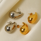 Orecchini a Goccia Donna in Acciaio chirurgico con Finitura in Oro Bianco 18k