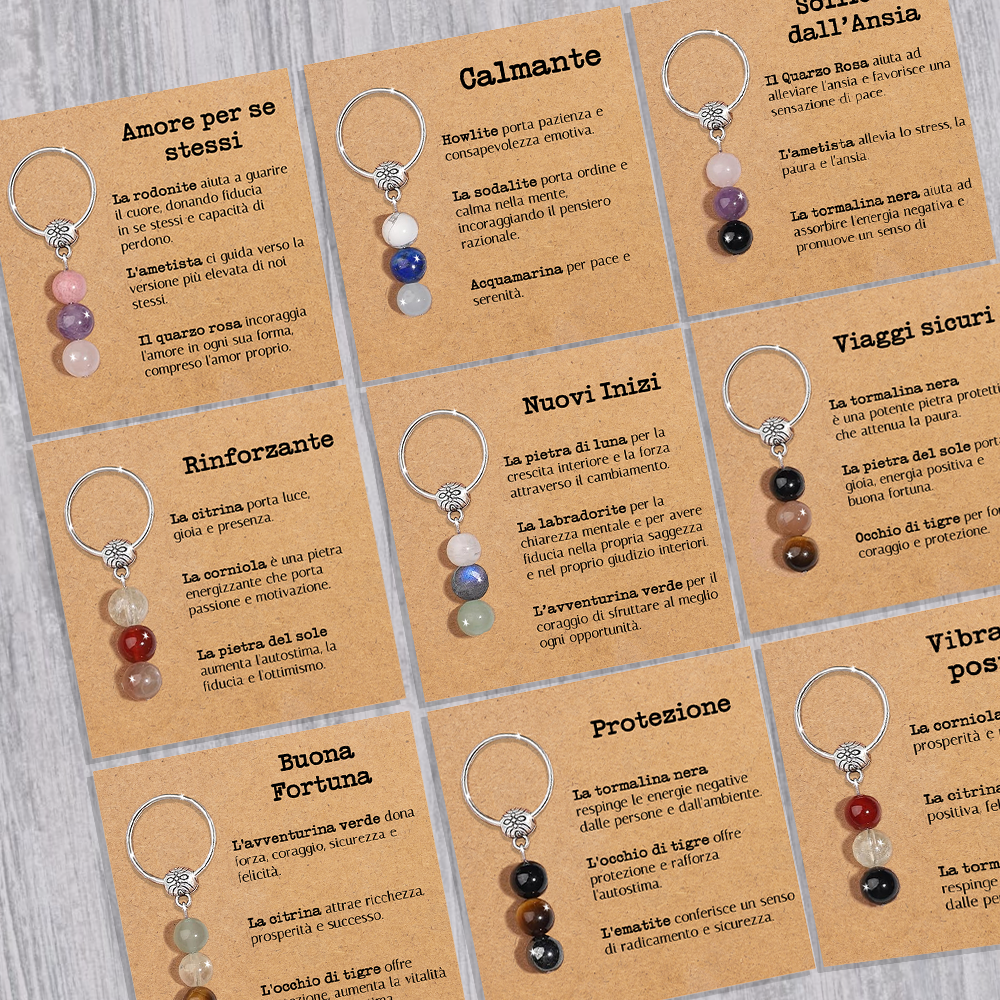 Portachiavi Con Cristalli Naturali Curativi - Buona Fortuna